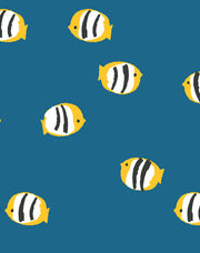 'rosa Fish' Wallpaper By Tea Collection - Cadet Blue