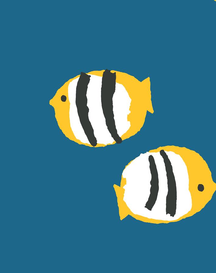 'rosa Fish' Wallpaper By Tea Collection - Cadet Blue