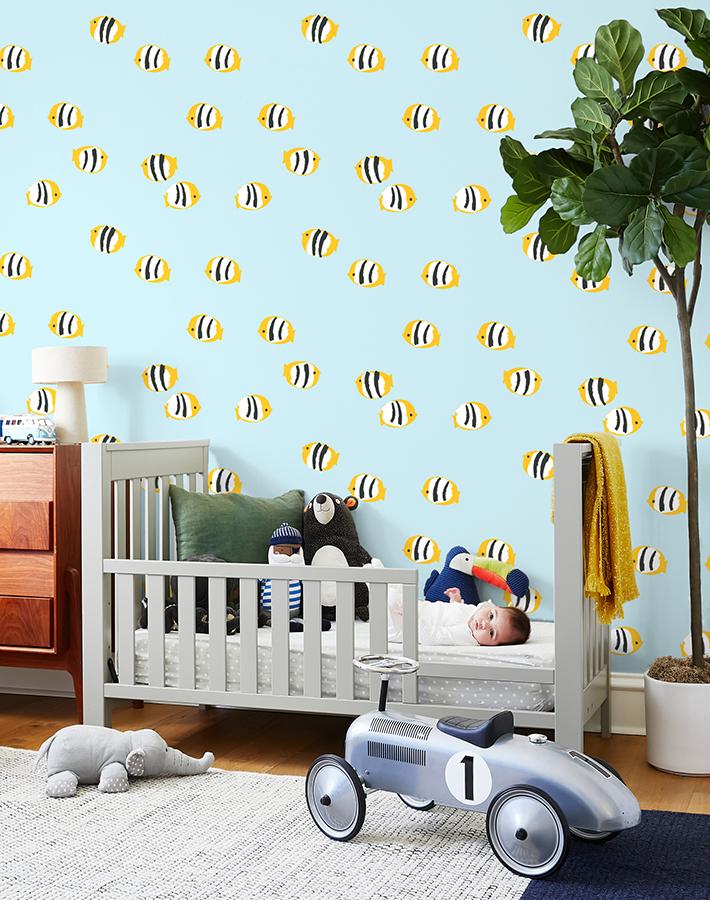 'rosa Fish' Wallpaper By Tea Collection - Sky