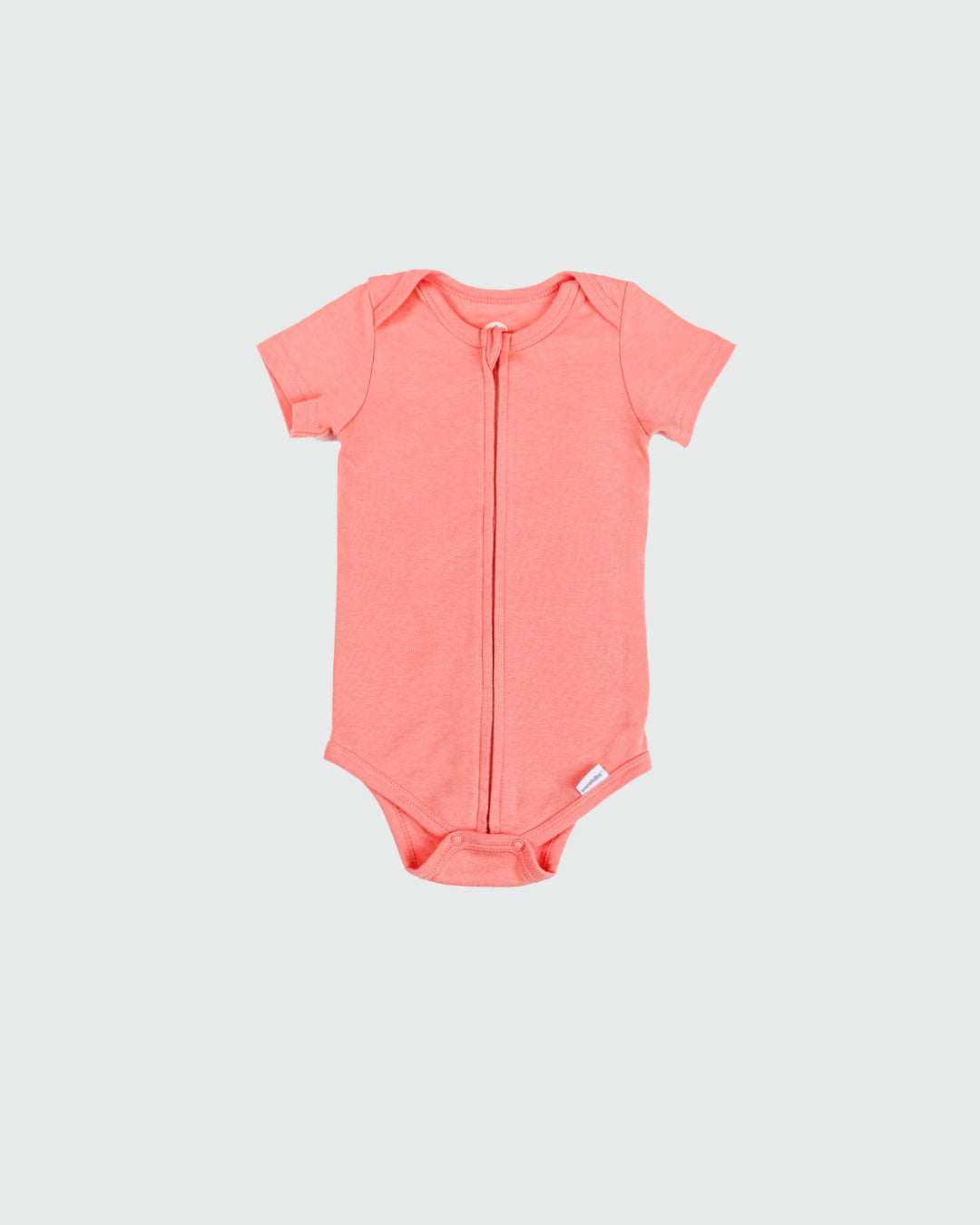 Short Sleeve Zipper Bodysuit In Rose, 6-9m