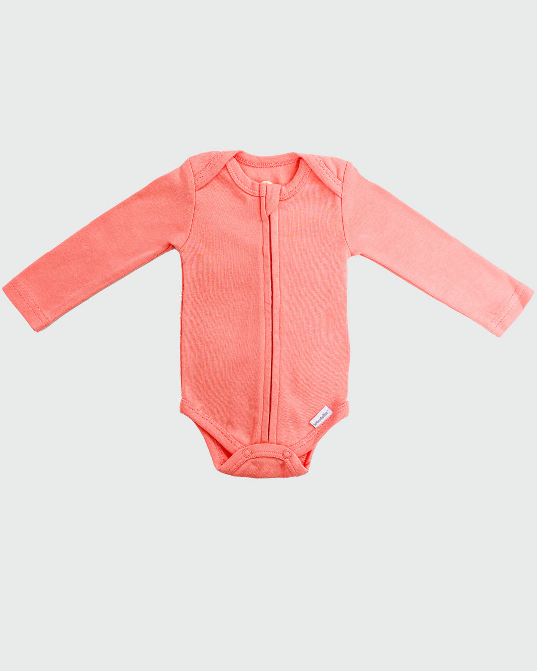 Long Sleeve Zipper Bodysuit In Rose, 0-3m