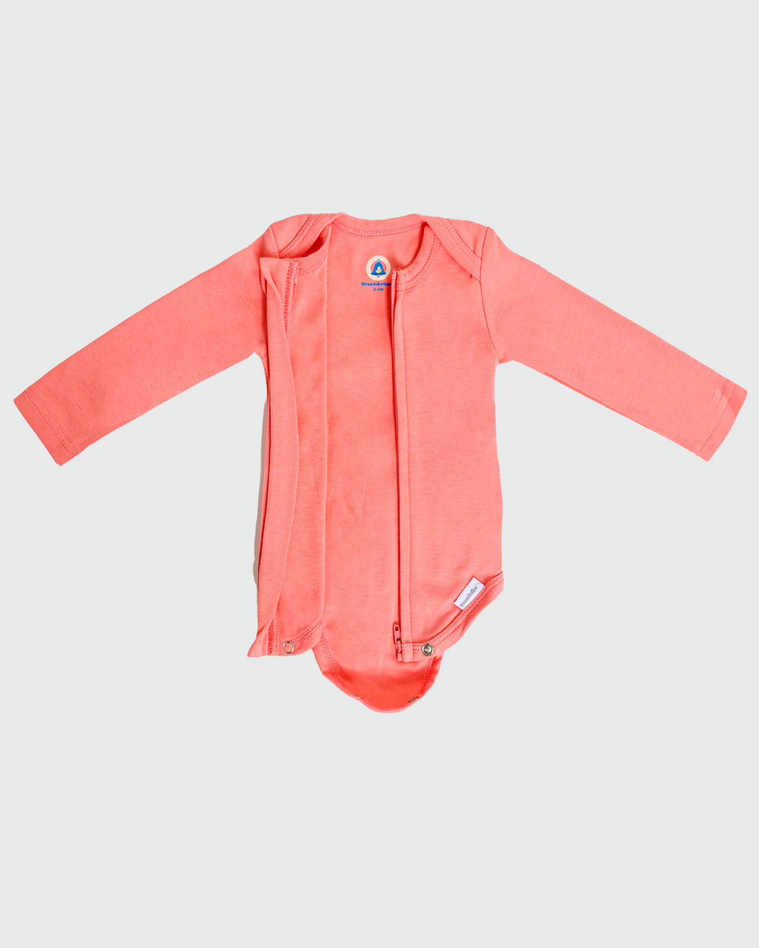 Long Sleeve Zipper Bodysuit In Rose, 9-12m