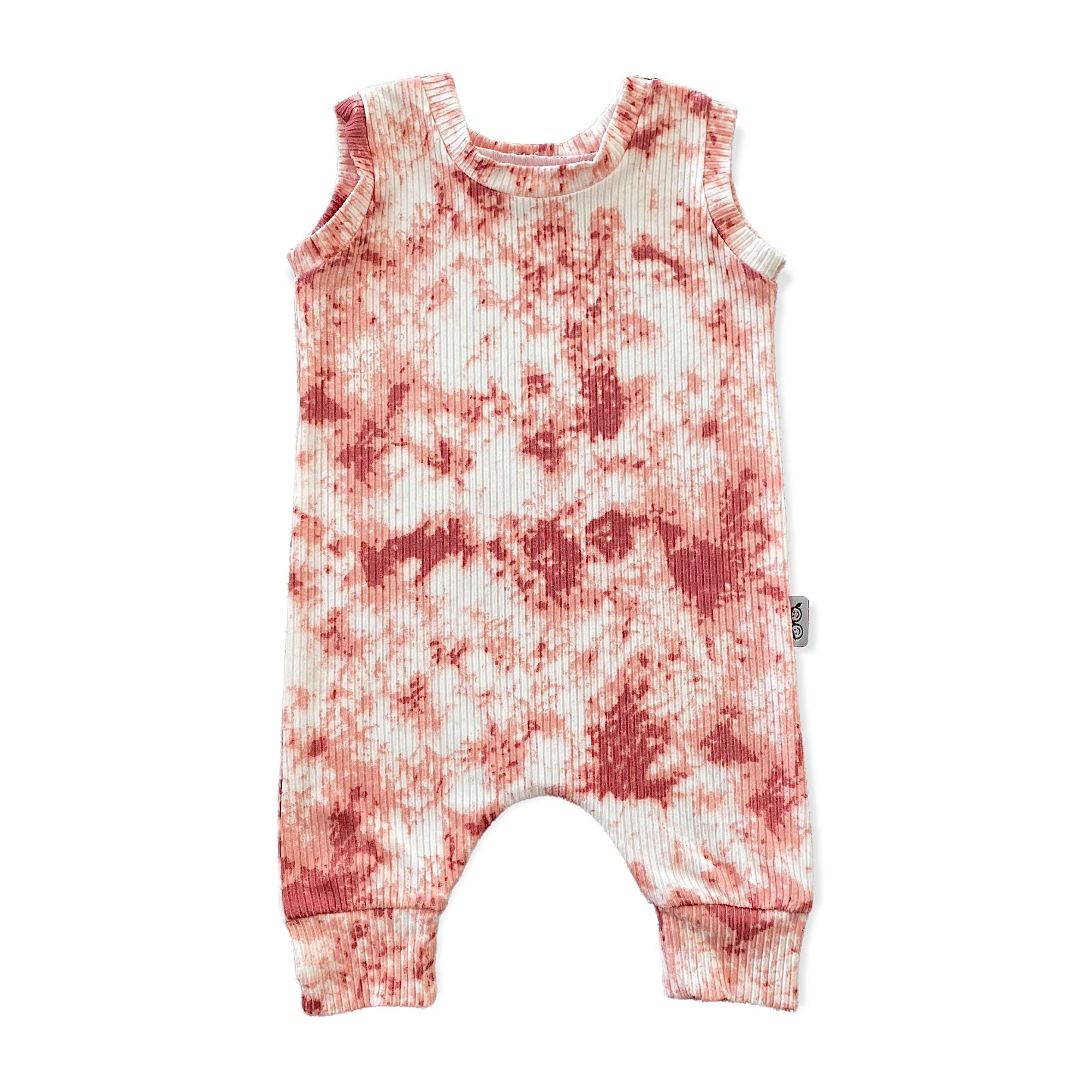 Rose Tie Dye Ribbed Harem Romper