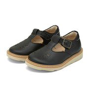 Rosie Vegan T-Bar Kids Shoe Black Synthetic Leather