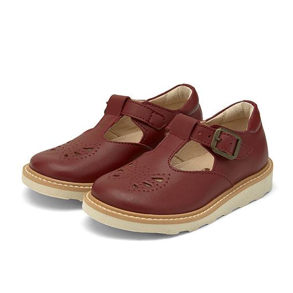 Rosie Vegan T-Bar Kids Shoe Cherry Synthetic Leather
