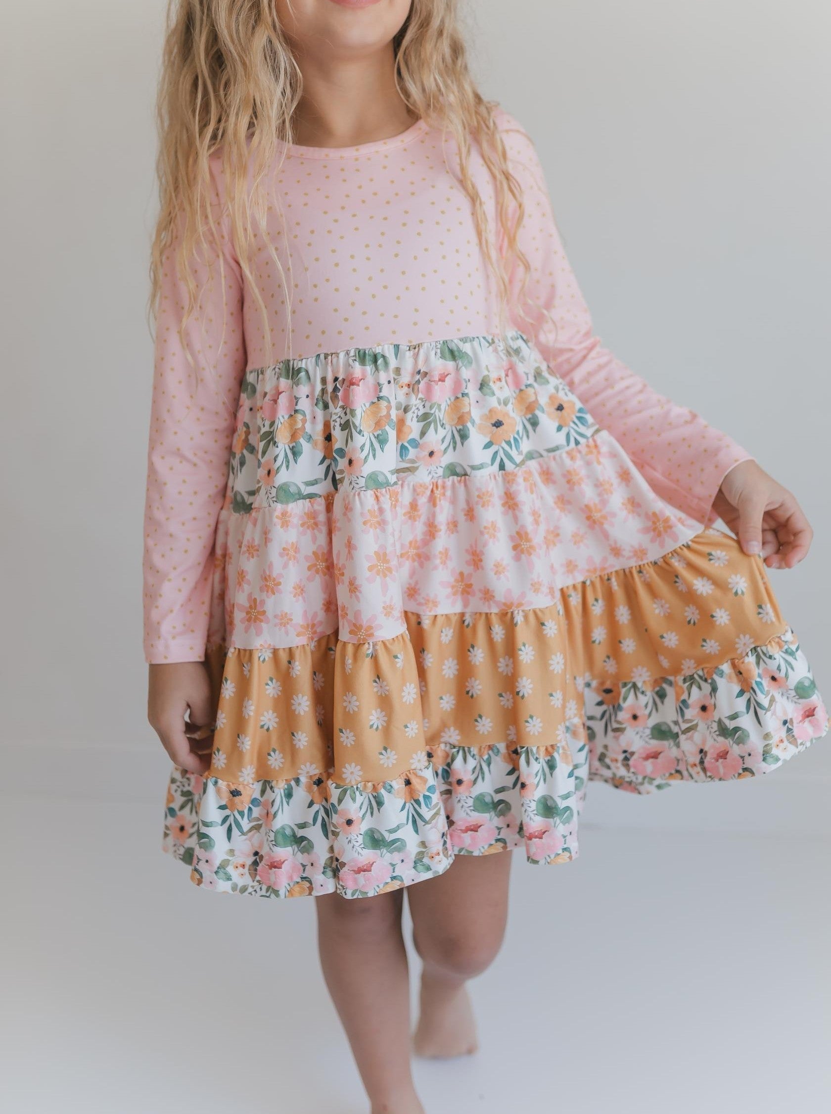 Avery Blush Floral Long Sleeve Dress