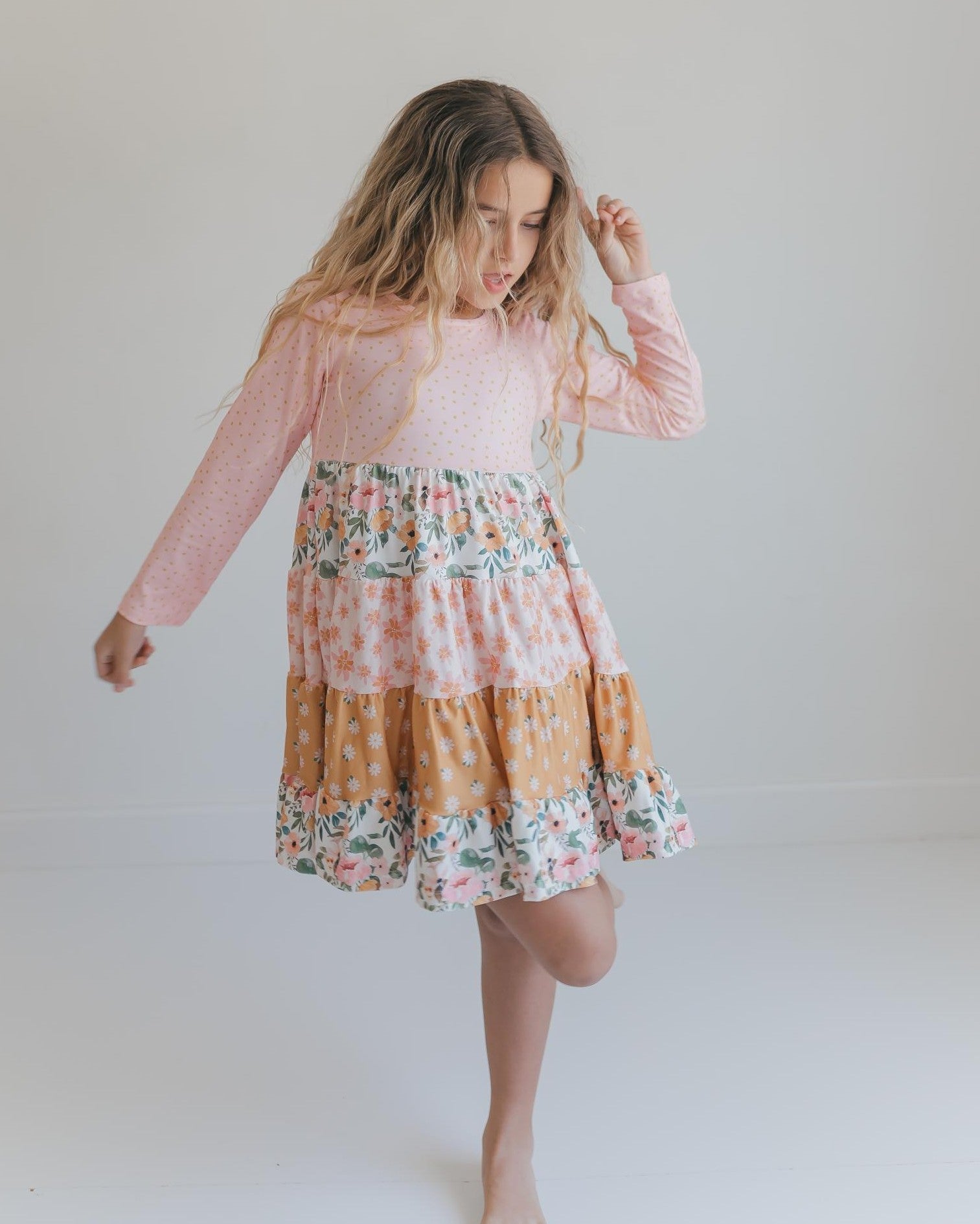 Avery Blush Floral Long Sleeve Dress