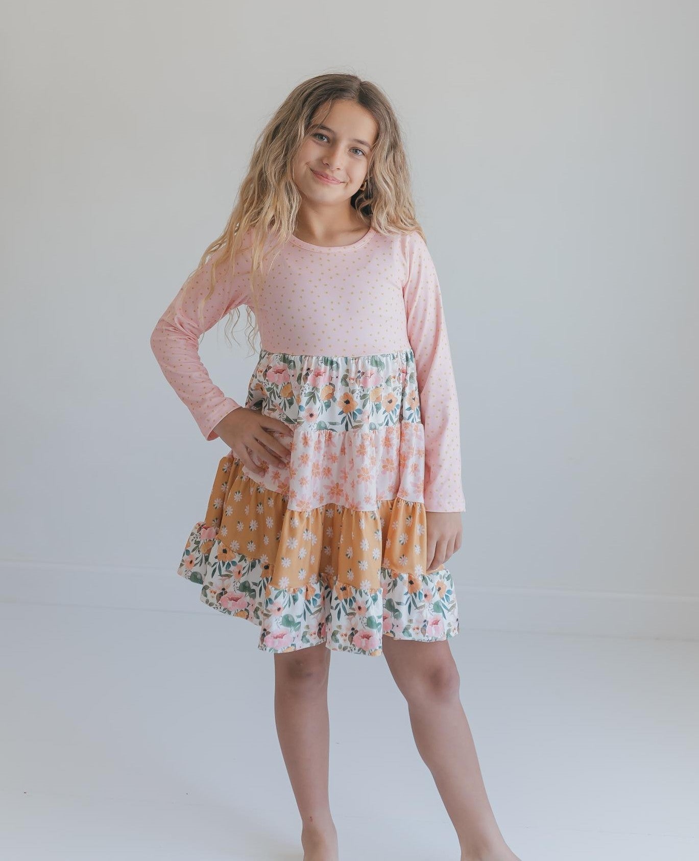 Avery Blush Floral Long Sleeve Dress