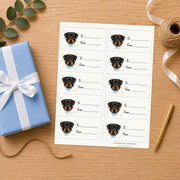 Rottweiler Paws & Bows Gift Tag Sticker Sheet