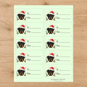 Rottweiler Santa Paws Gift Tag Sticker Sheet