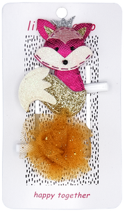 Royal Fox Kids Hair Clips- Pink And Gold
