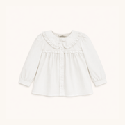 Ruffle Trim Blouse In White