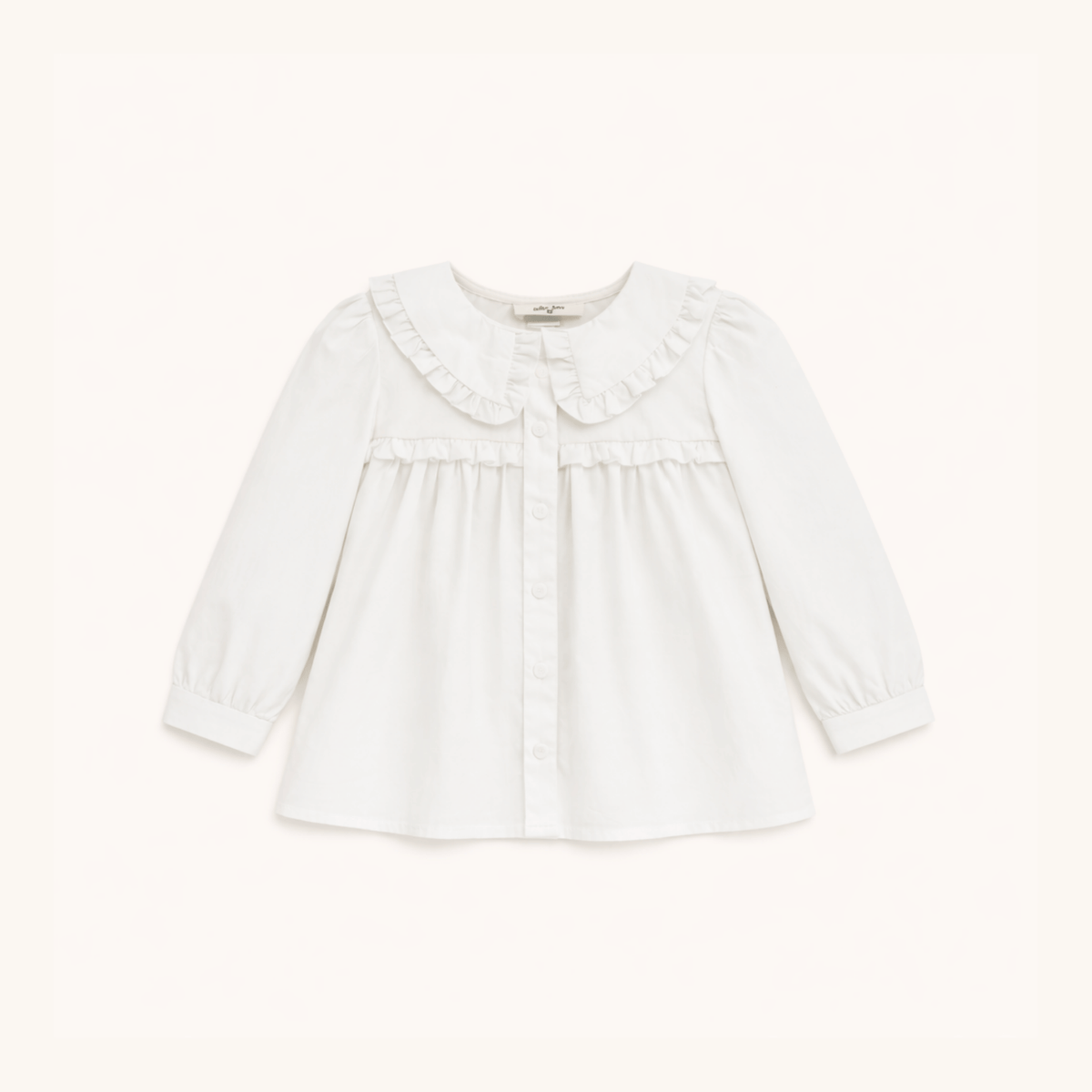 Ruffle Trim Blouse In White