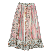 Girls Ruffle Bottom Maxi Skirt In Willow Paisley
