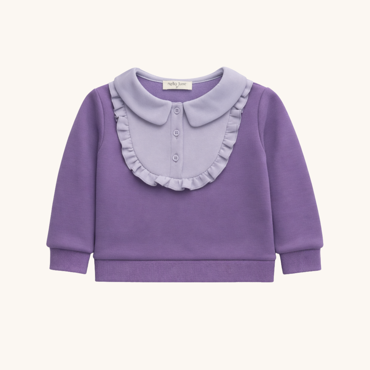 Ruffle Half-button Sweatshirt