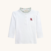 Ruffle Trim Long Sleeve Tee In White/rodeo