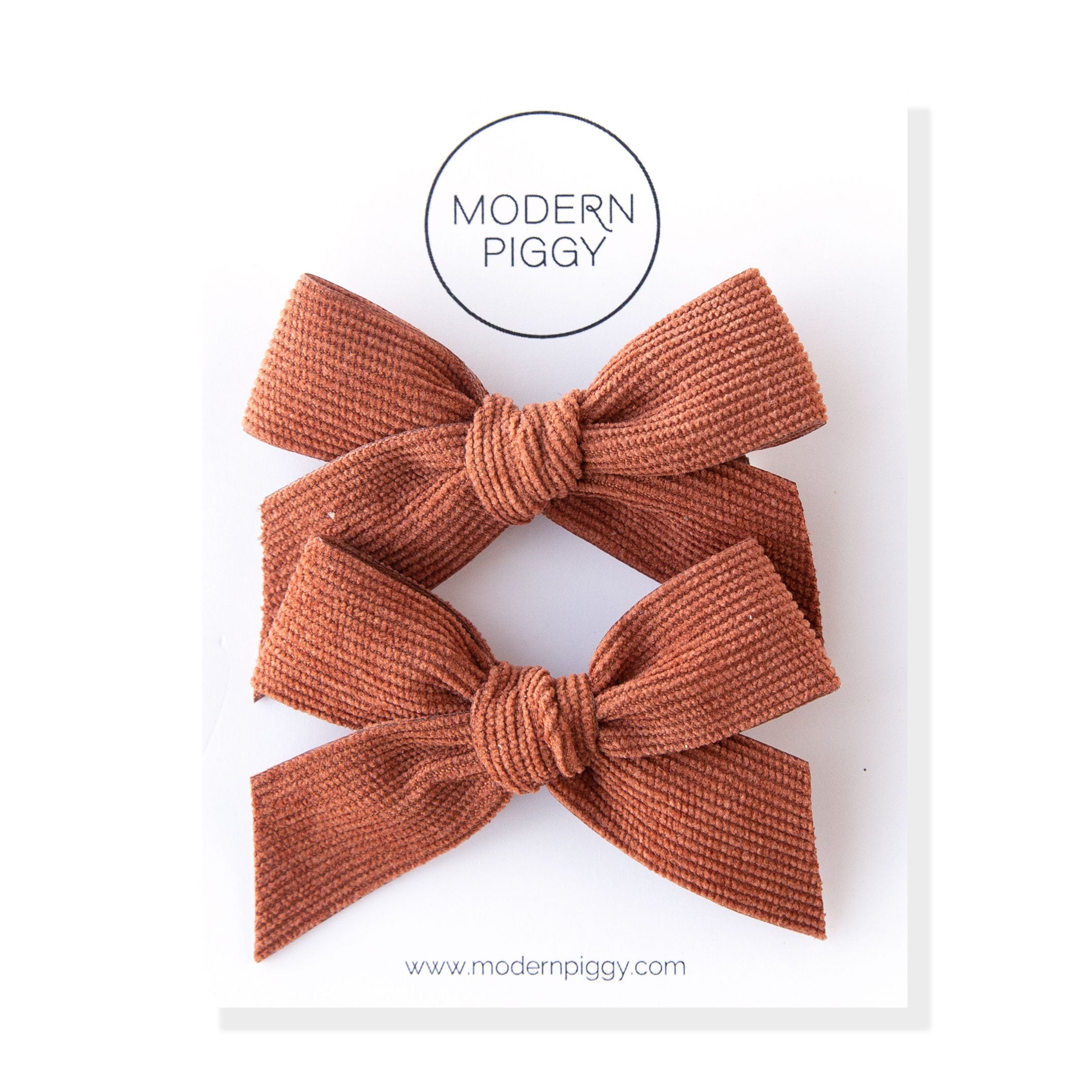 Rust | Pigtail Set - Corduroy Ribbon Bow