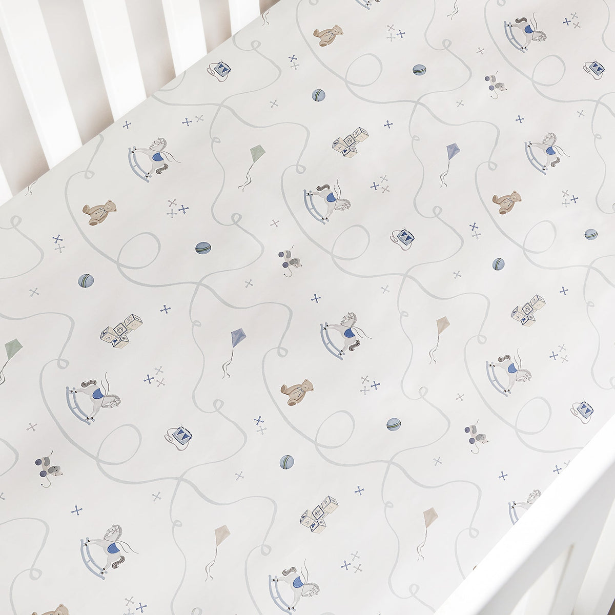 Little Toy Chest Crib Sheet - Blue