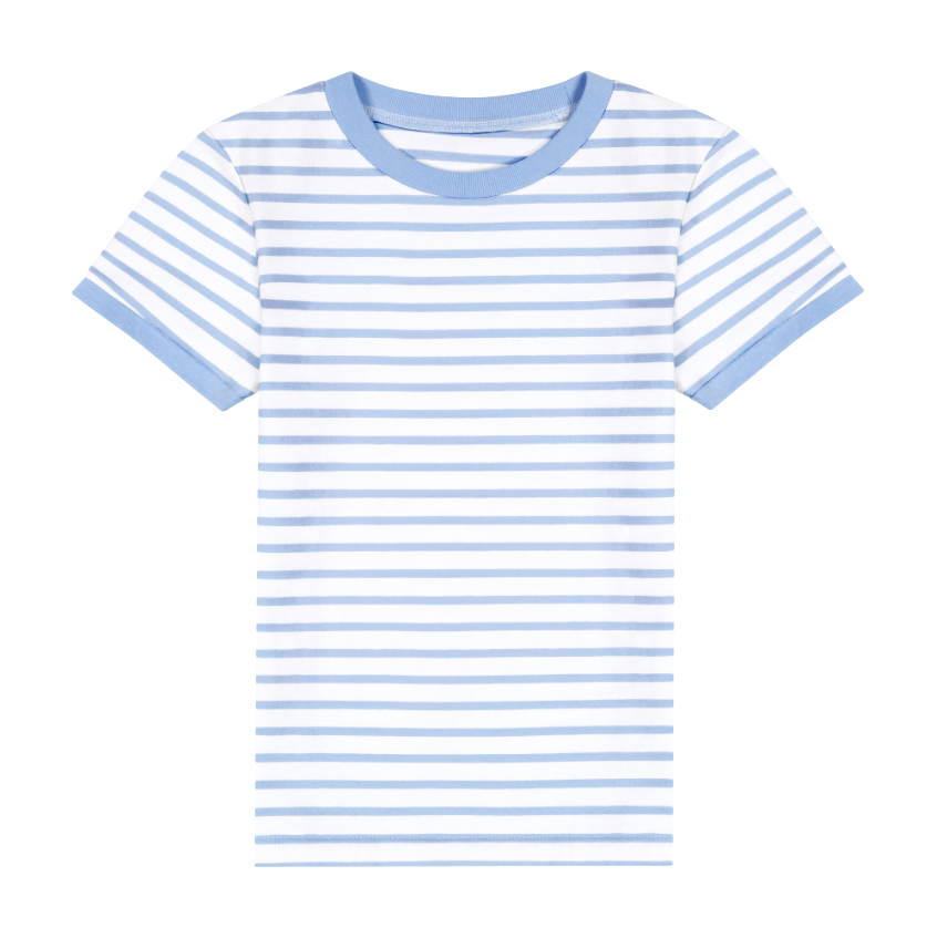 Short Sleeve Ringer Tee - French Blue Stripe