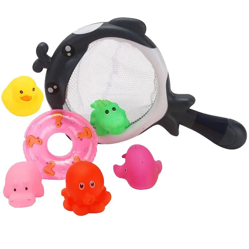 Bath Toy Fishing Net With 6 Floating Animal Toys