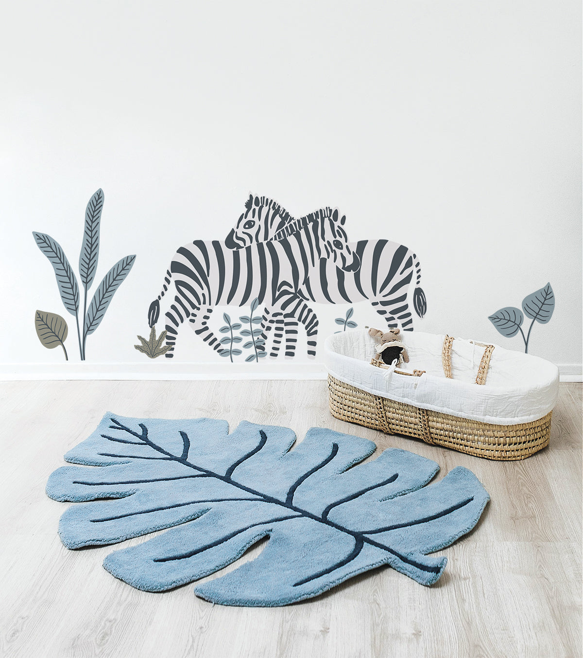 Tanzania - Wall Decals Murals - Zebras, Palms And Leaves