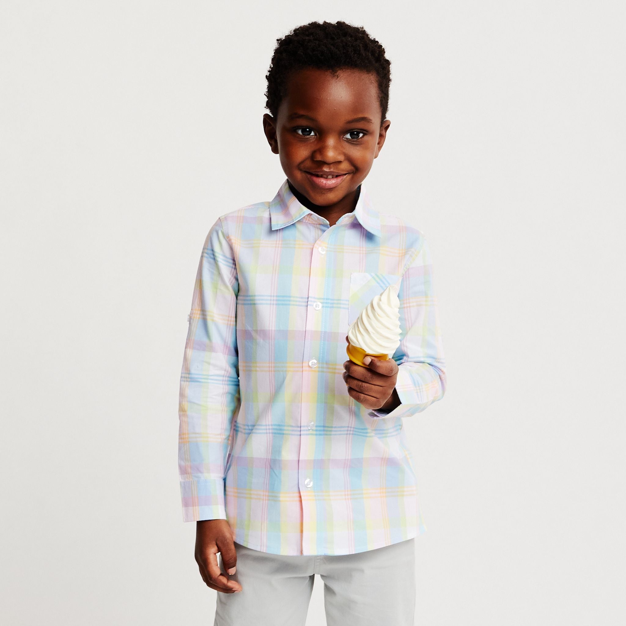 Buttondown Shirt & Pants Set | Multicolor Plaid