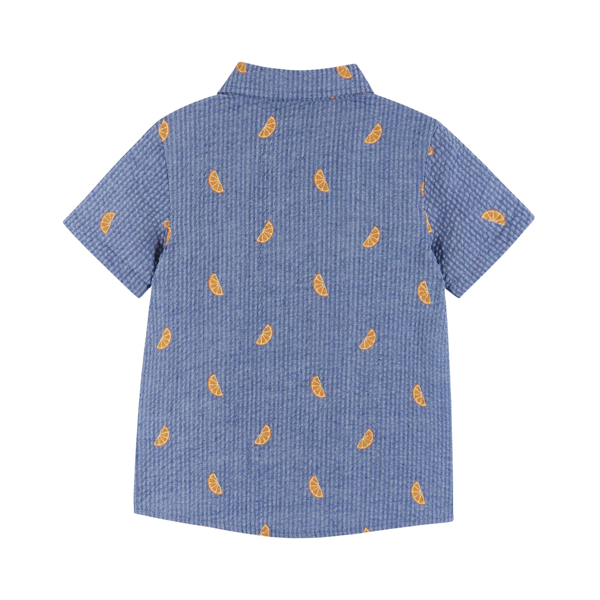 Kids Seersucker Short Sleeve Buttondown Shirt | Orange Slices