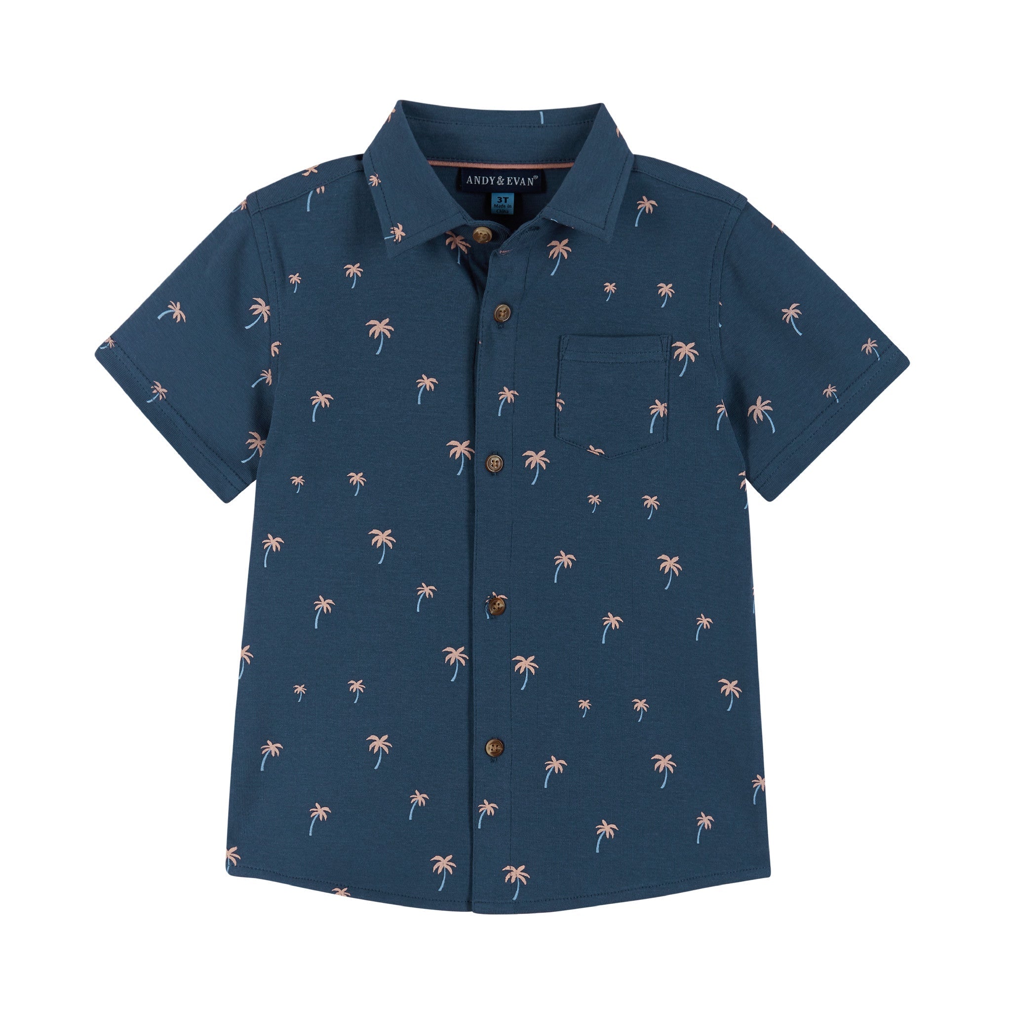 Short Sleeve Buttondown Shirt | Navy Palm