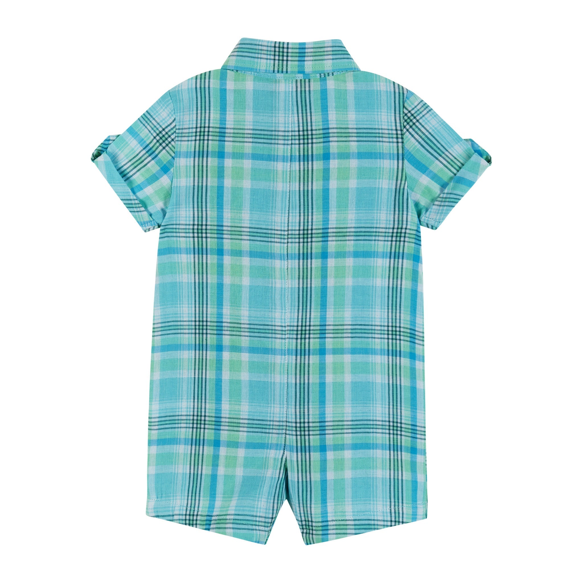 Infant Plaid Poplin Shirtall | Blue And Green