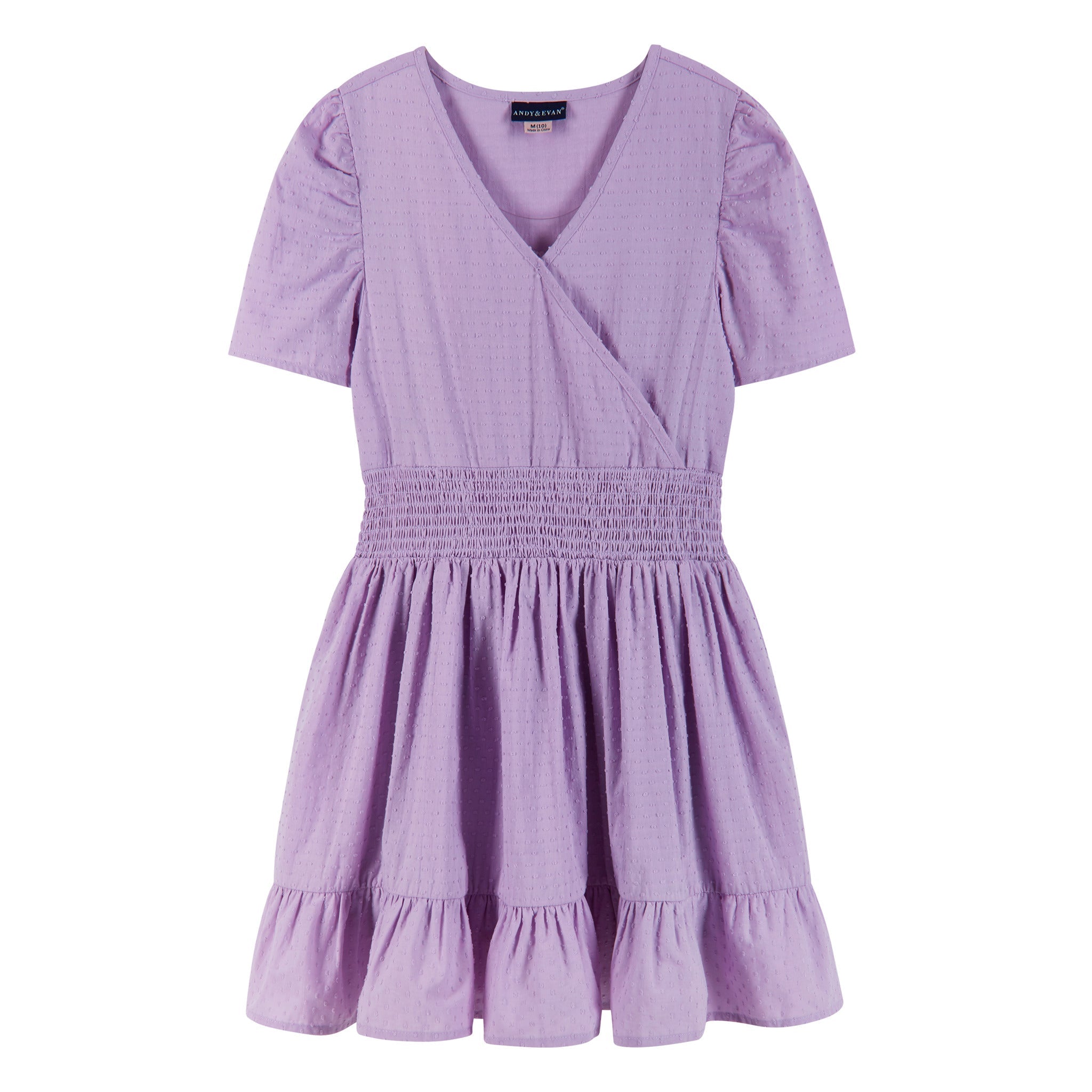 Short Sleeve Smocking Dress (size 7-16 Years)| Purple