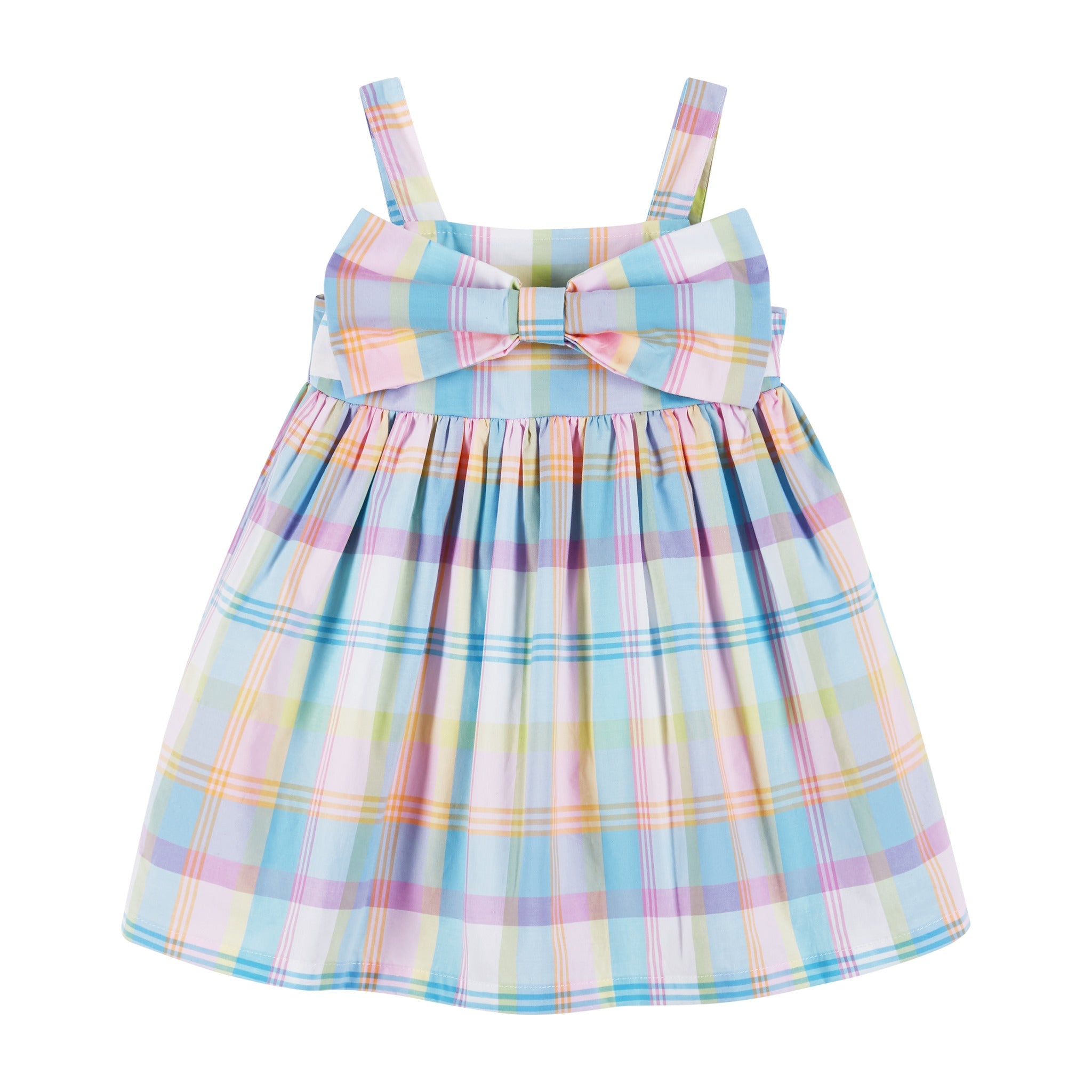 Infant Multi Plaid Dress & Bow Set