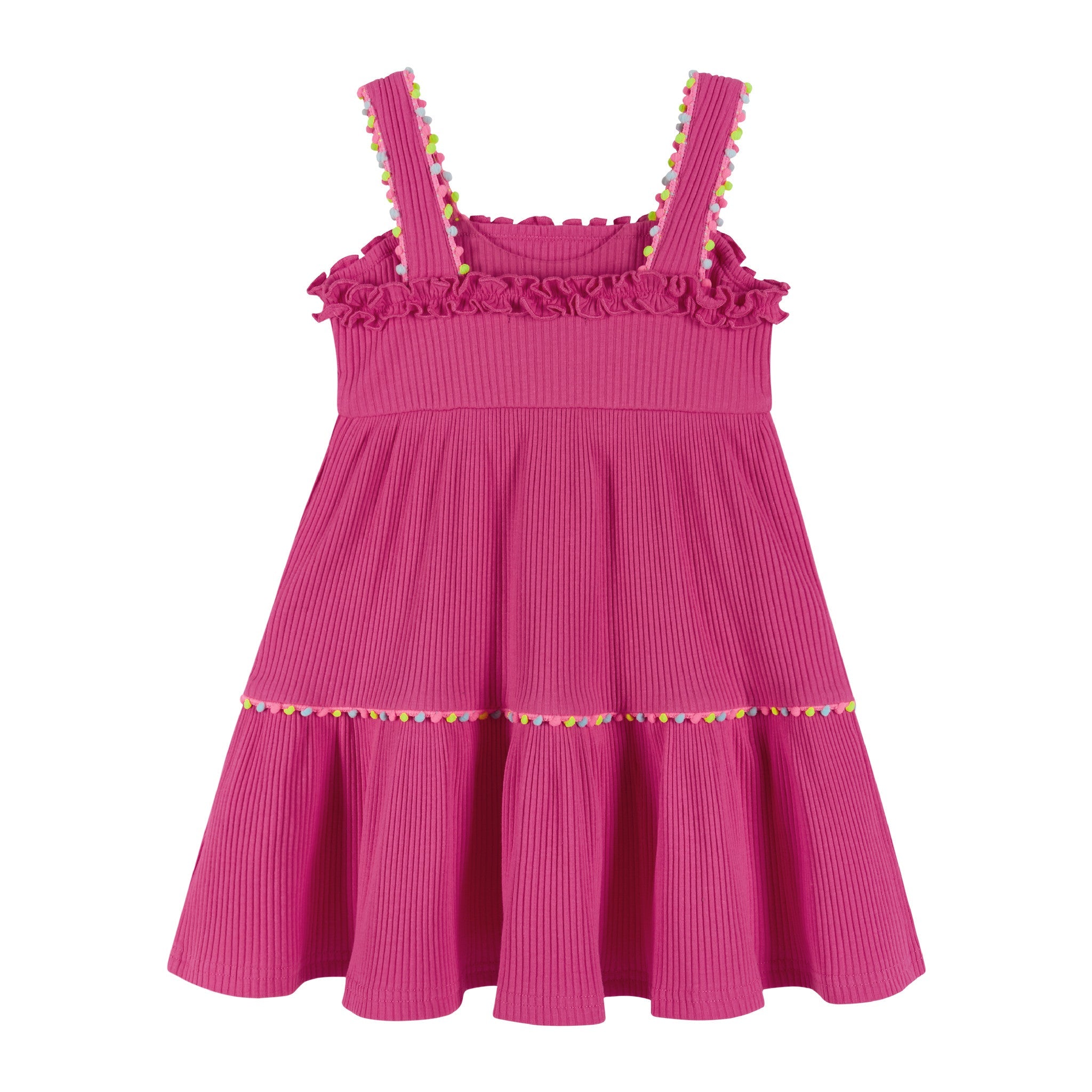 Fuchsia Rib Knit Dress W/ruffle Details