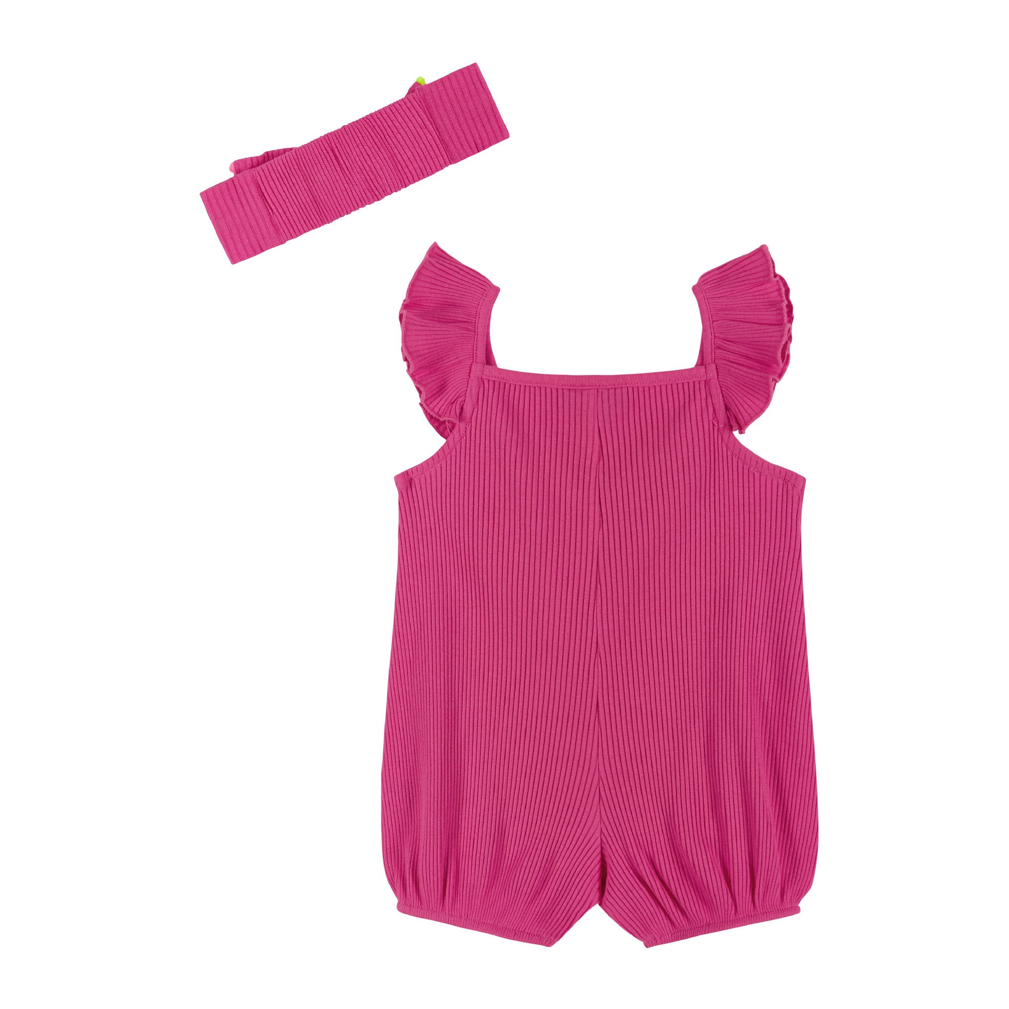 Infant Fuchsia Rib Knit Romper