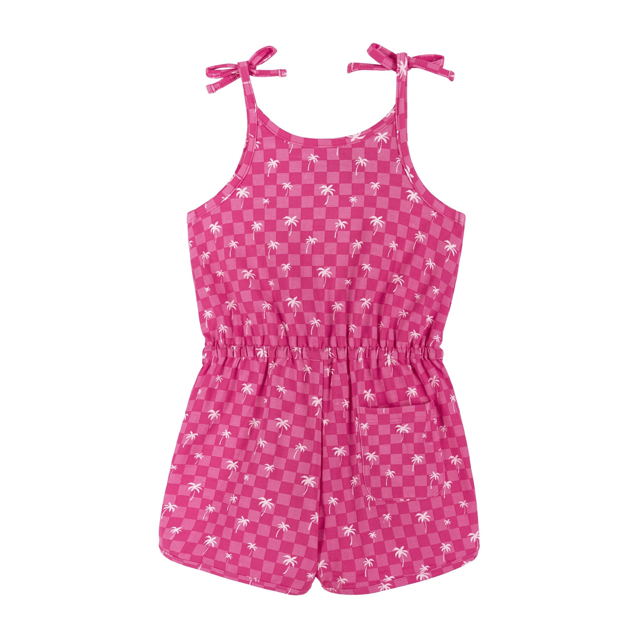 Pink Palm Tree Print Romper