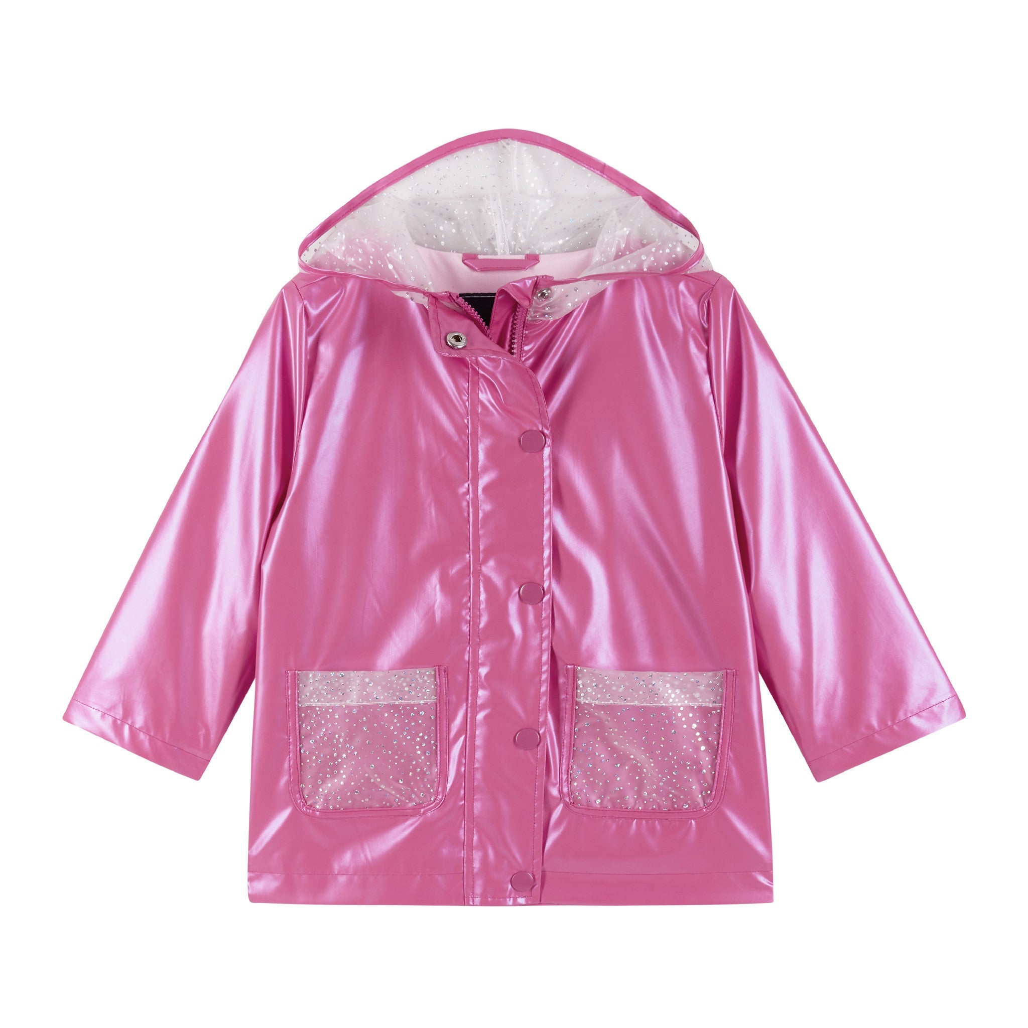 Pink Sparkle Pocket Hooded Raincoat