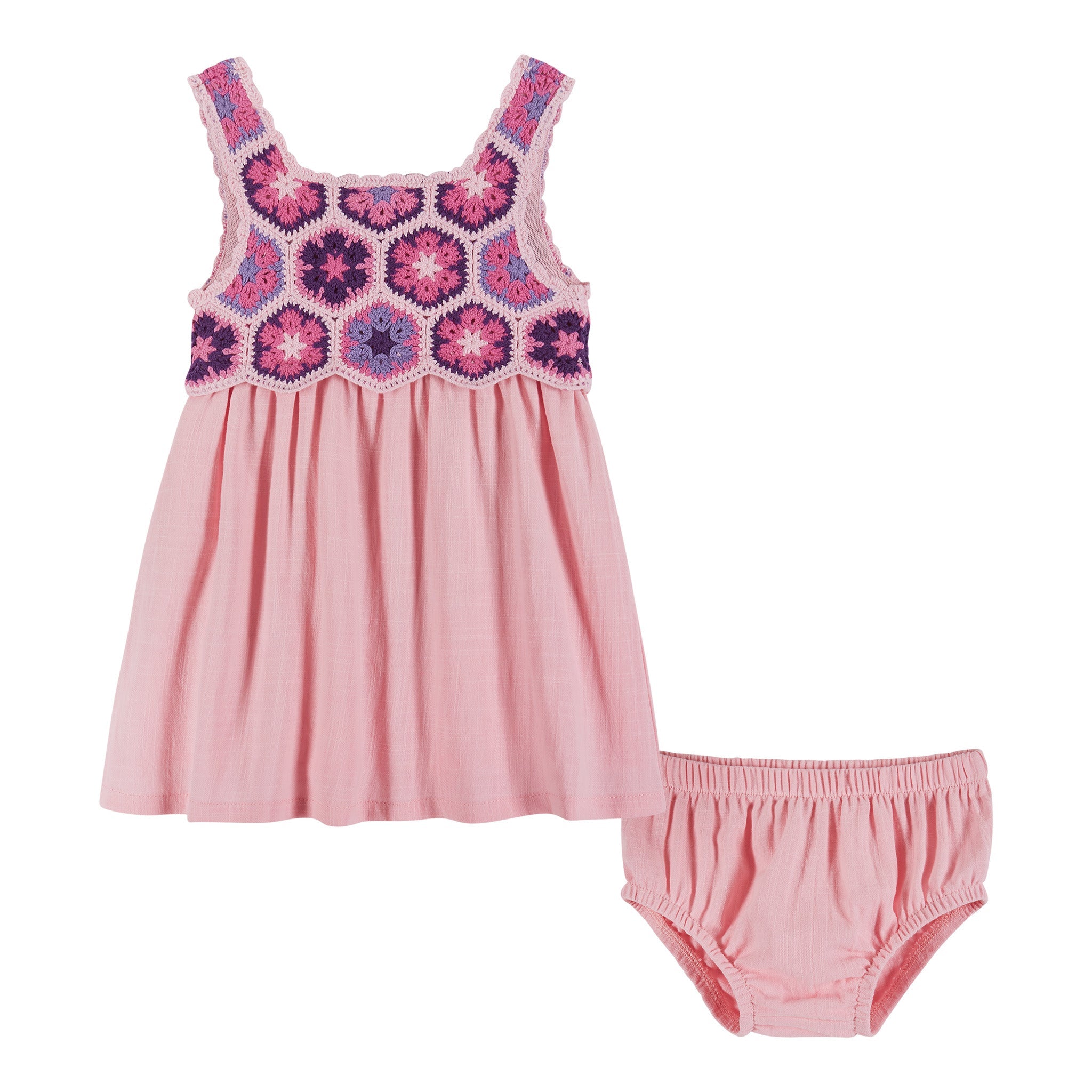 Infant Pink Crochet Dress Set