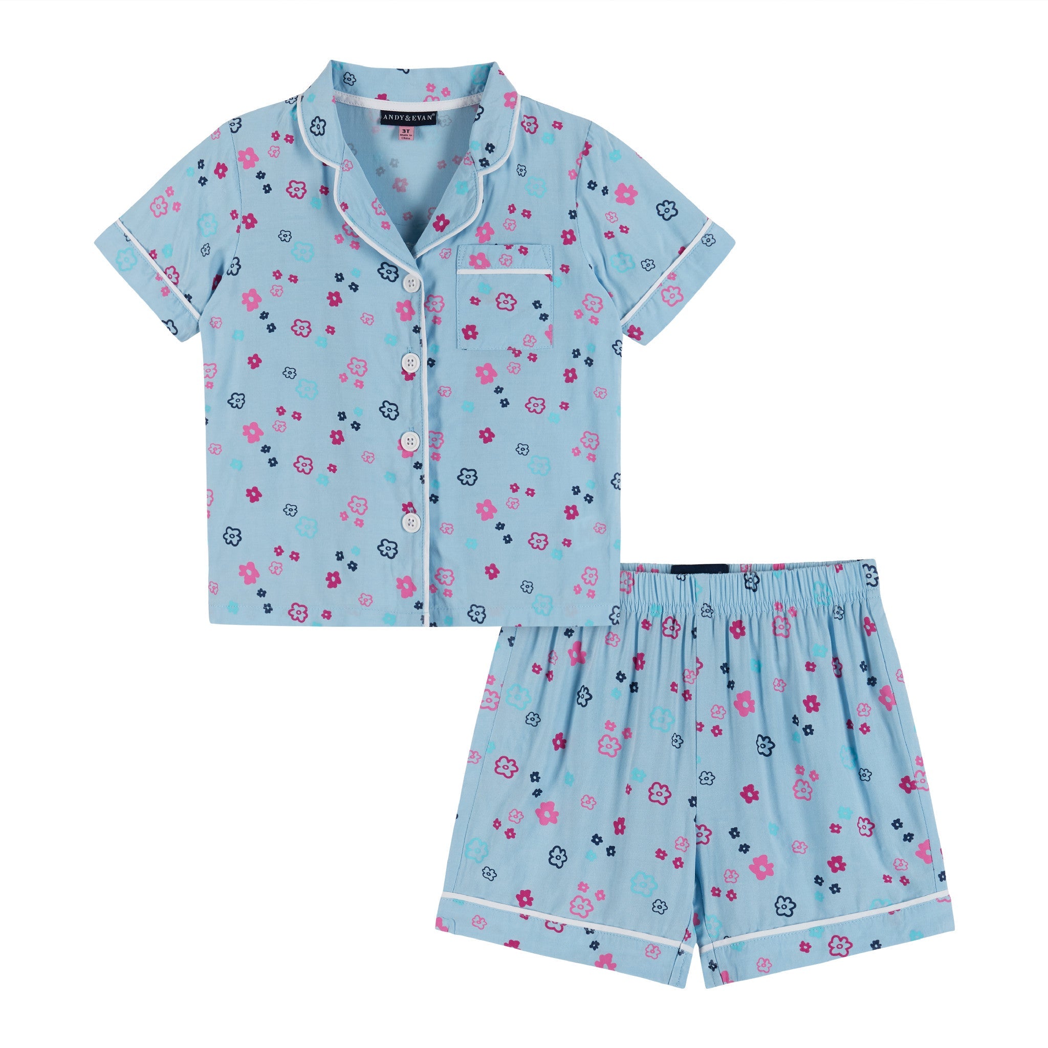 Two Piece Pajama Set | Aqua Floral