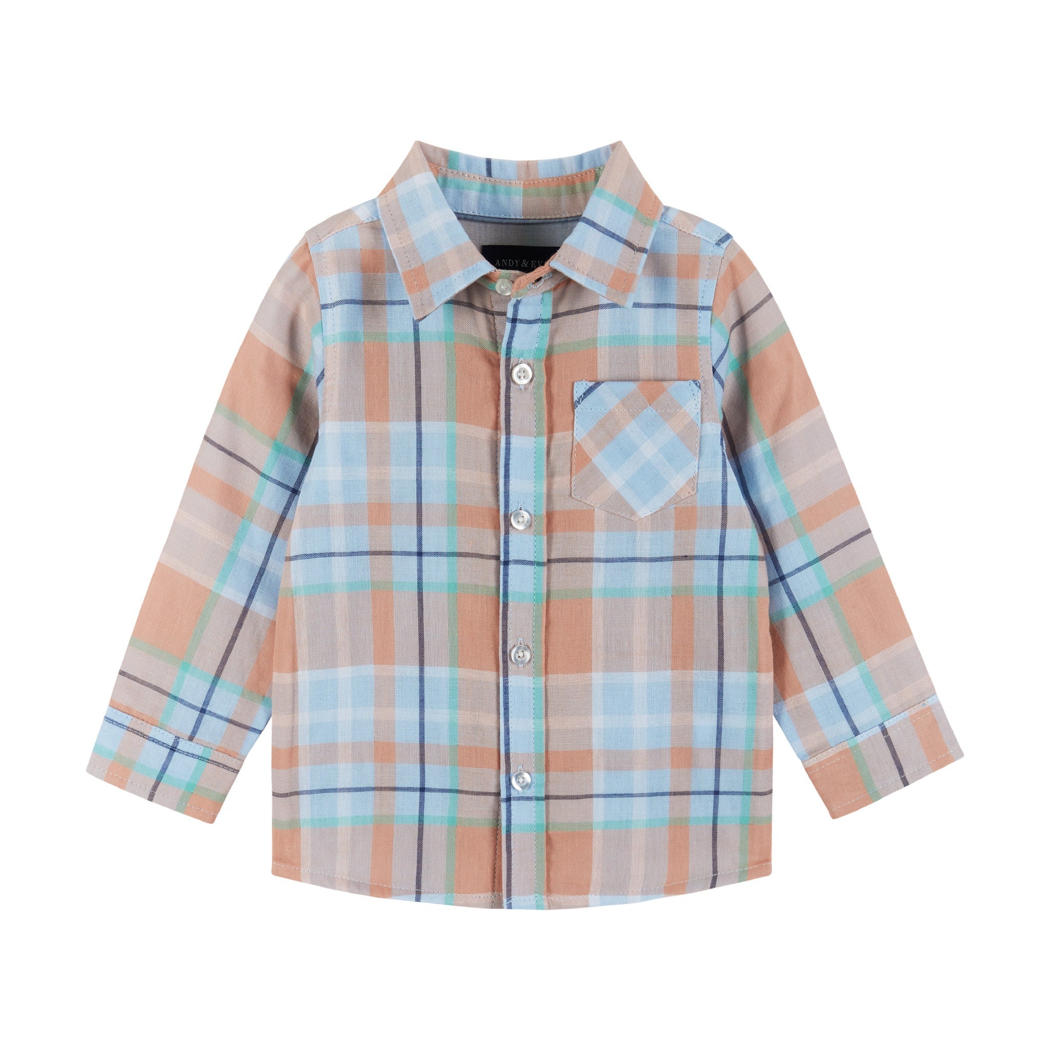 Infant Plaid Buttondown & Pants Set | Orange & Blue