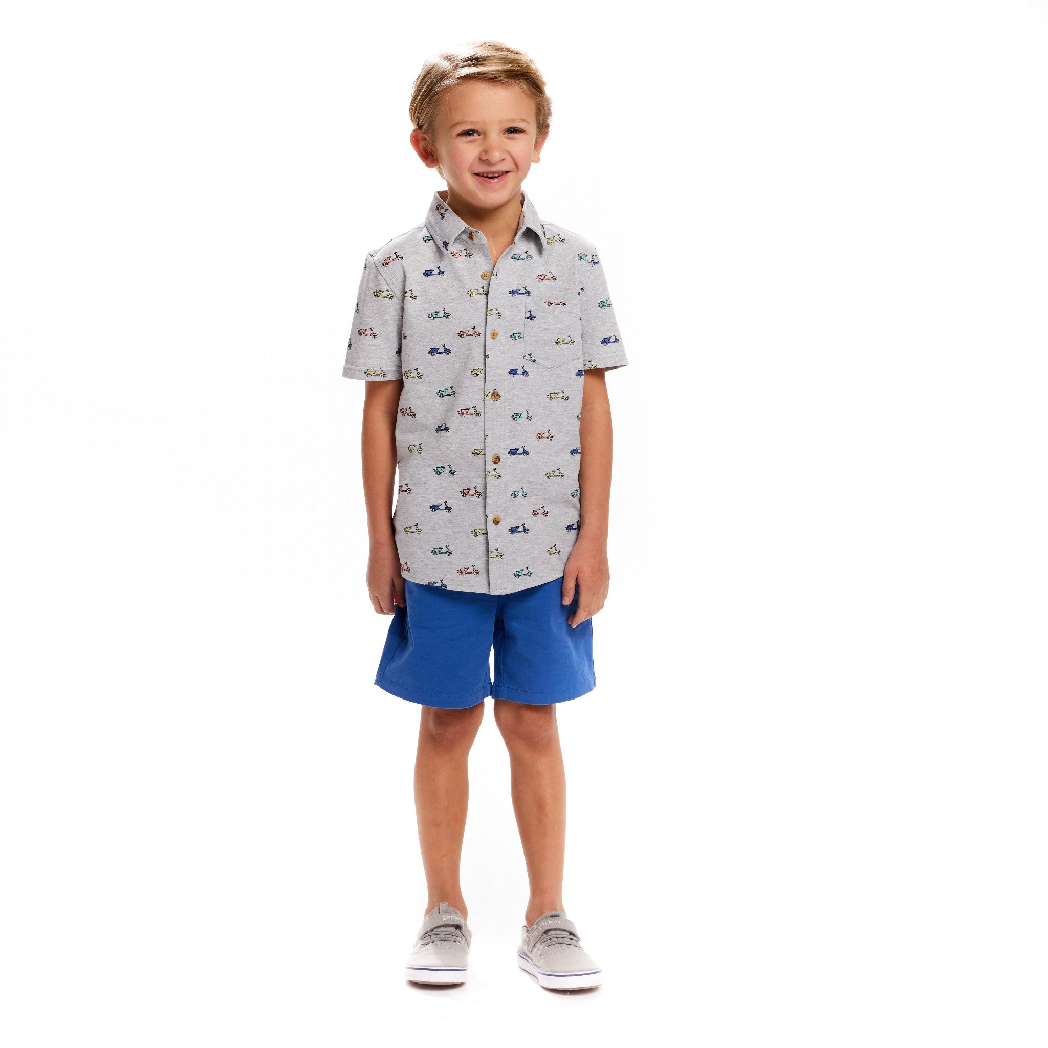Short Sleeve Knit Buttondown And Shorts Set | Scooters