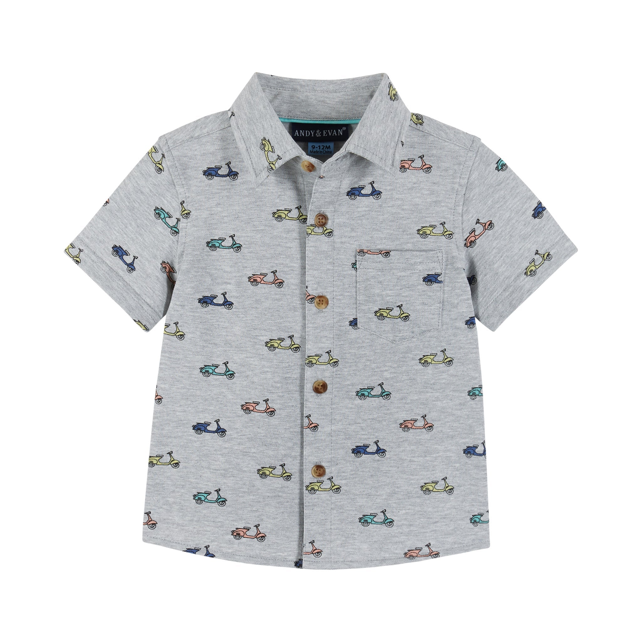 Infant Short Sleeve Knit Buttondown And Shorts Set | Scooters