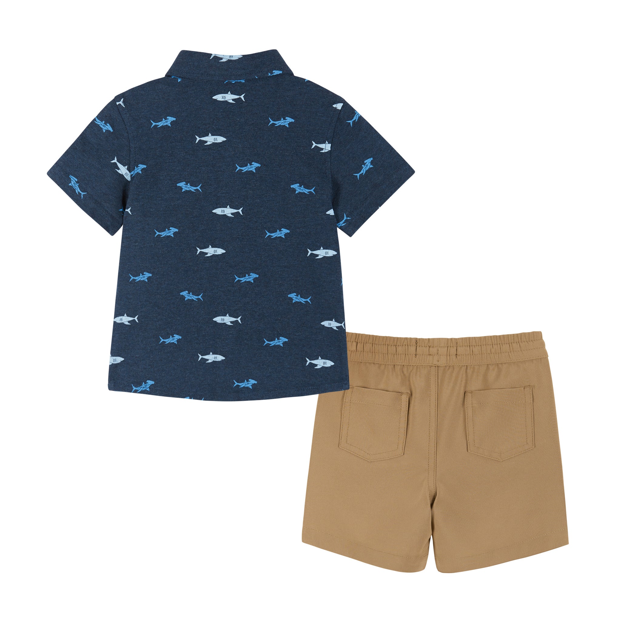 Infant Short Sleeve Knit Buttondown And Shorts Set | Sharks