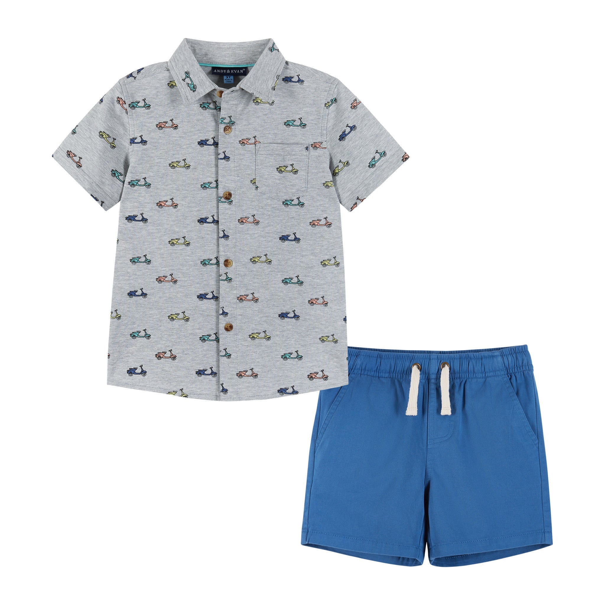Short Sleeve Knit Buttondown And Shorts Set | Scooters