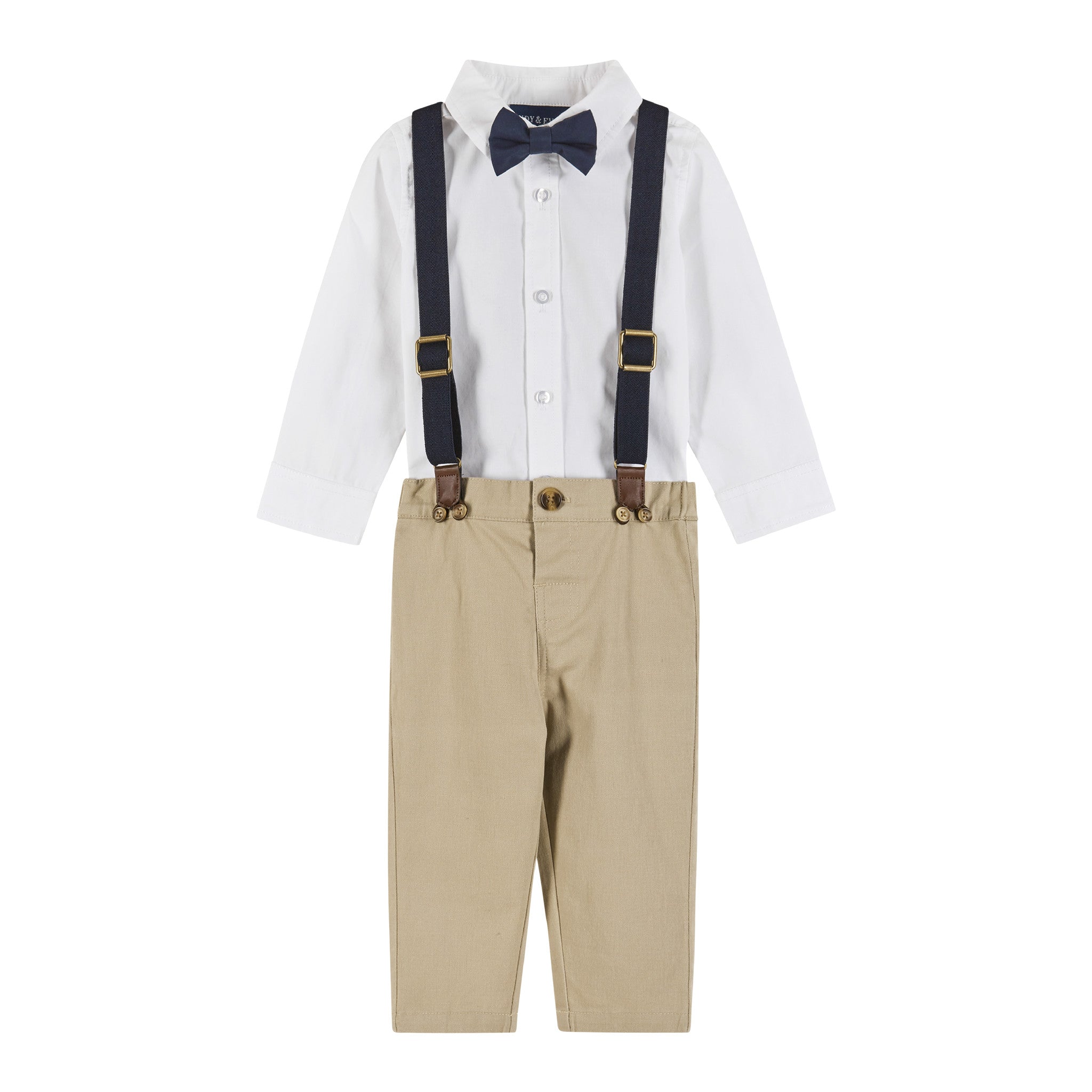 Infant Long Sleeve Suspender Set | Spring Gentleman | Khaki