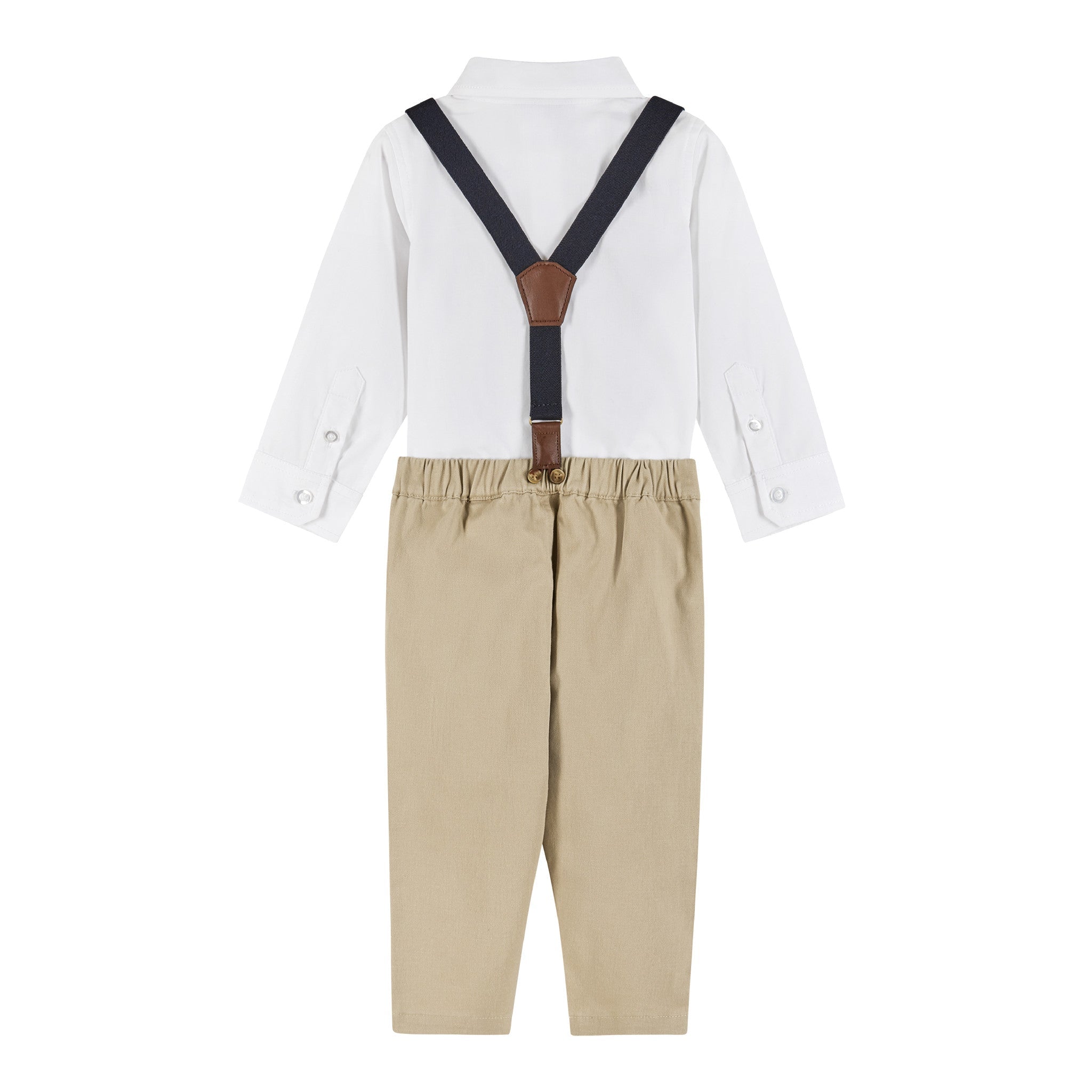 Infant Long Sleeve Suspender Set | Spring Gentleman | Khaki