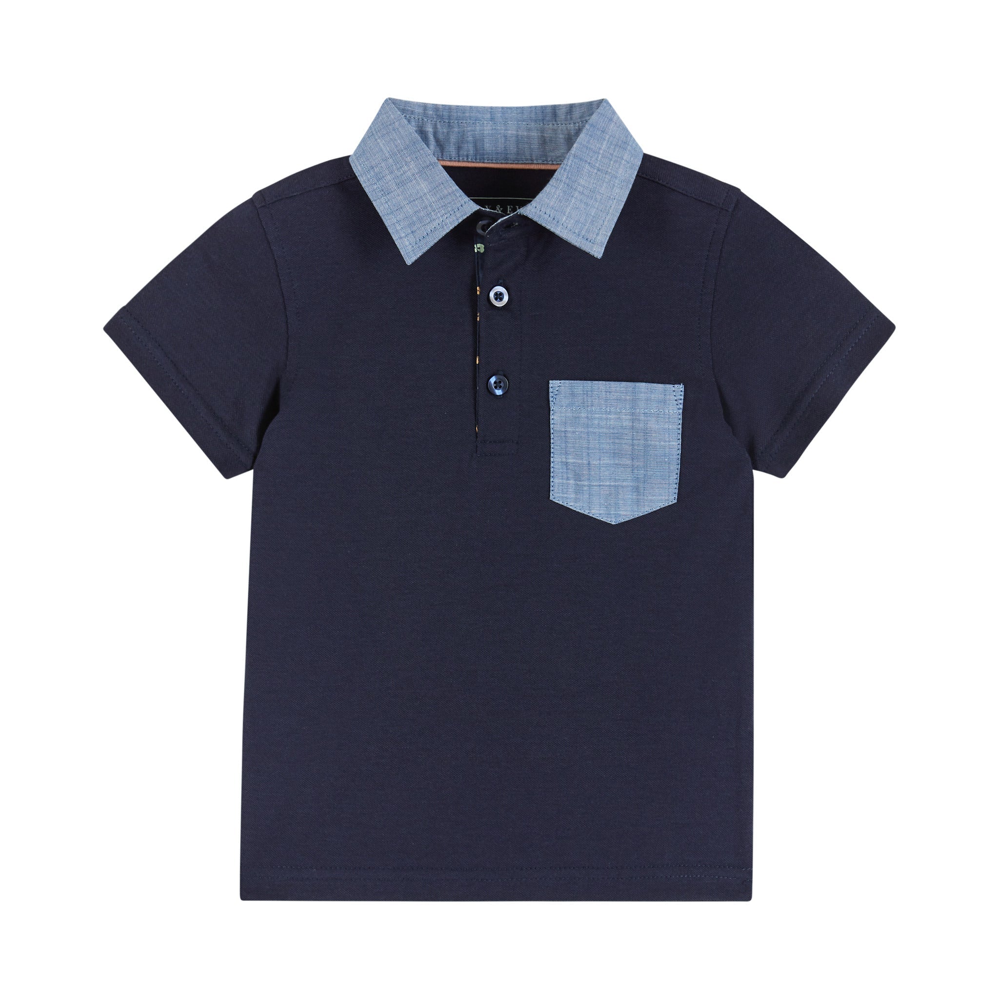 Infant Polo & Short Set | Navy Chambray