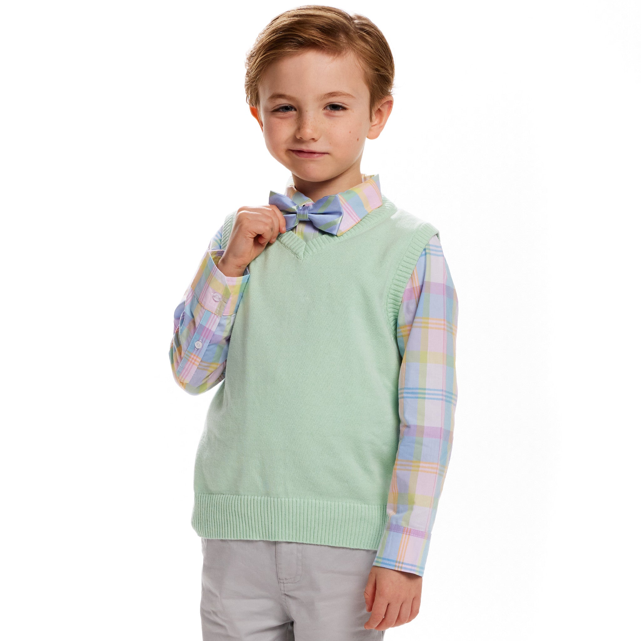 4-piece Sweater Vest Set | Light Green