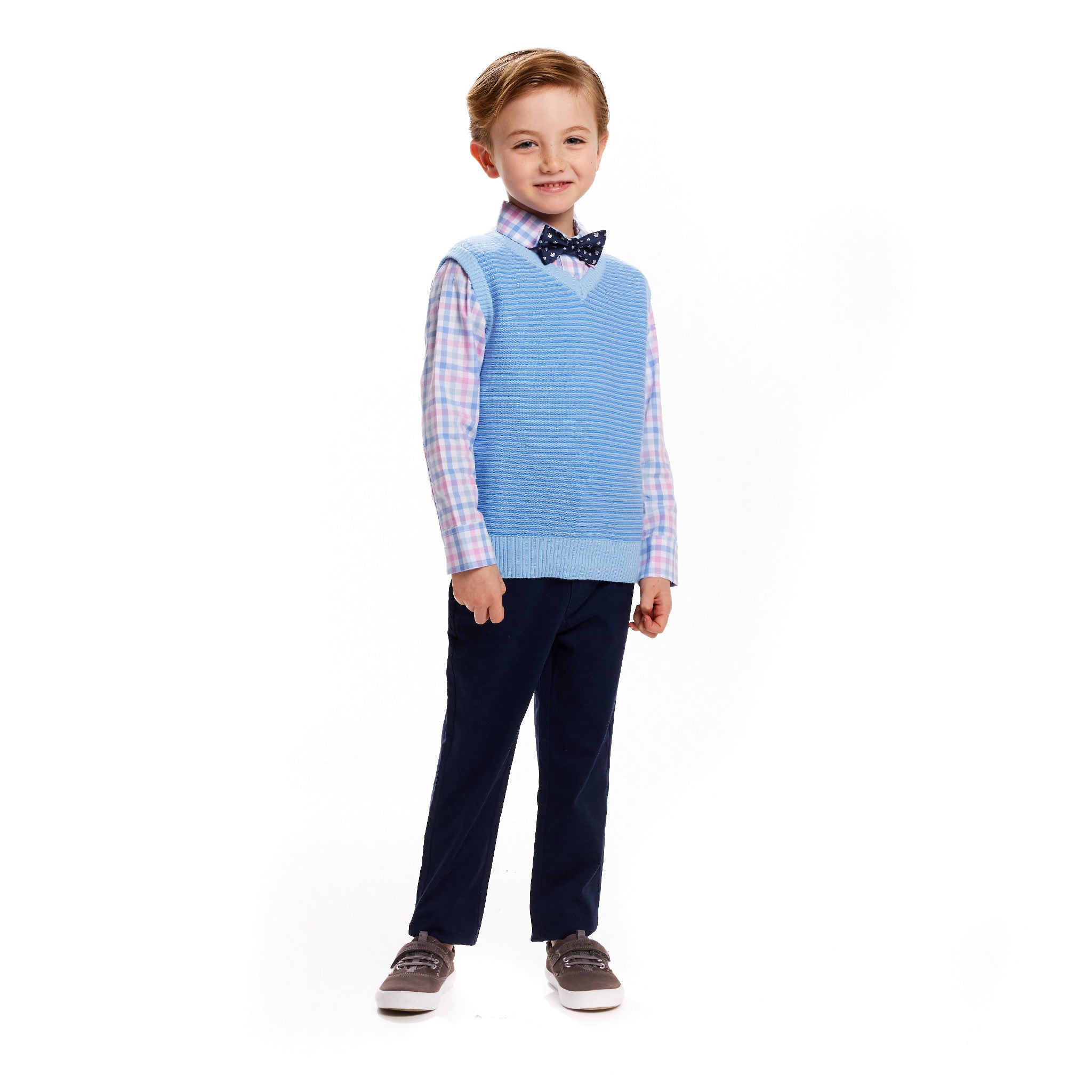 4-piece Sweater Vest Set | White & Blue