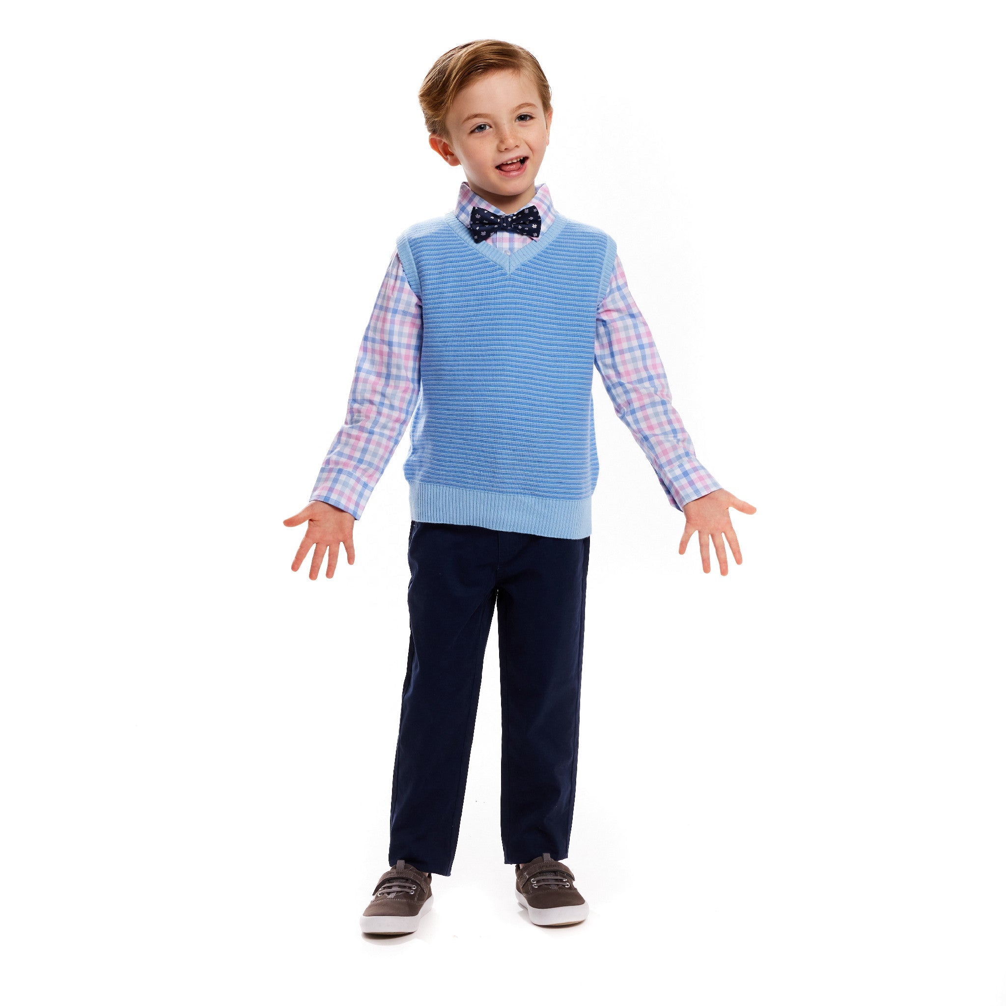 4-piece Sweater Vest Set | White & Blue