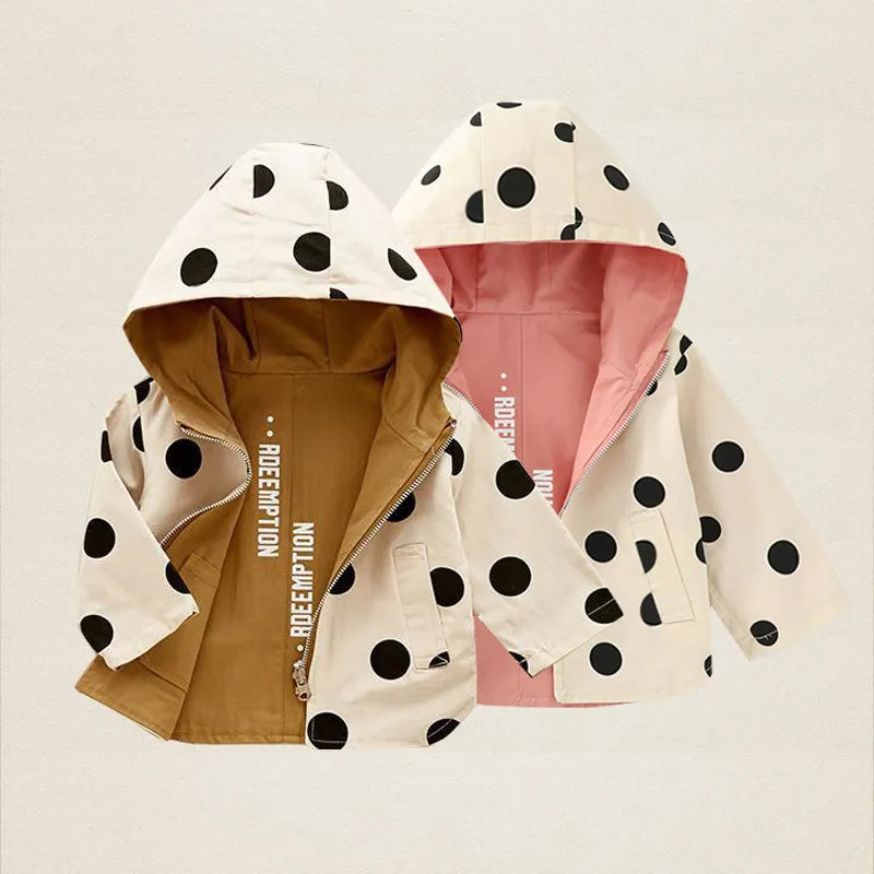 Double Sided Trench Coat With Hoodie For Children Multivariant