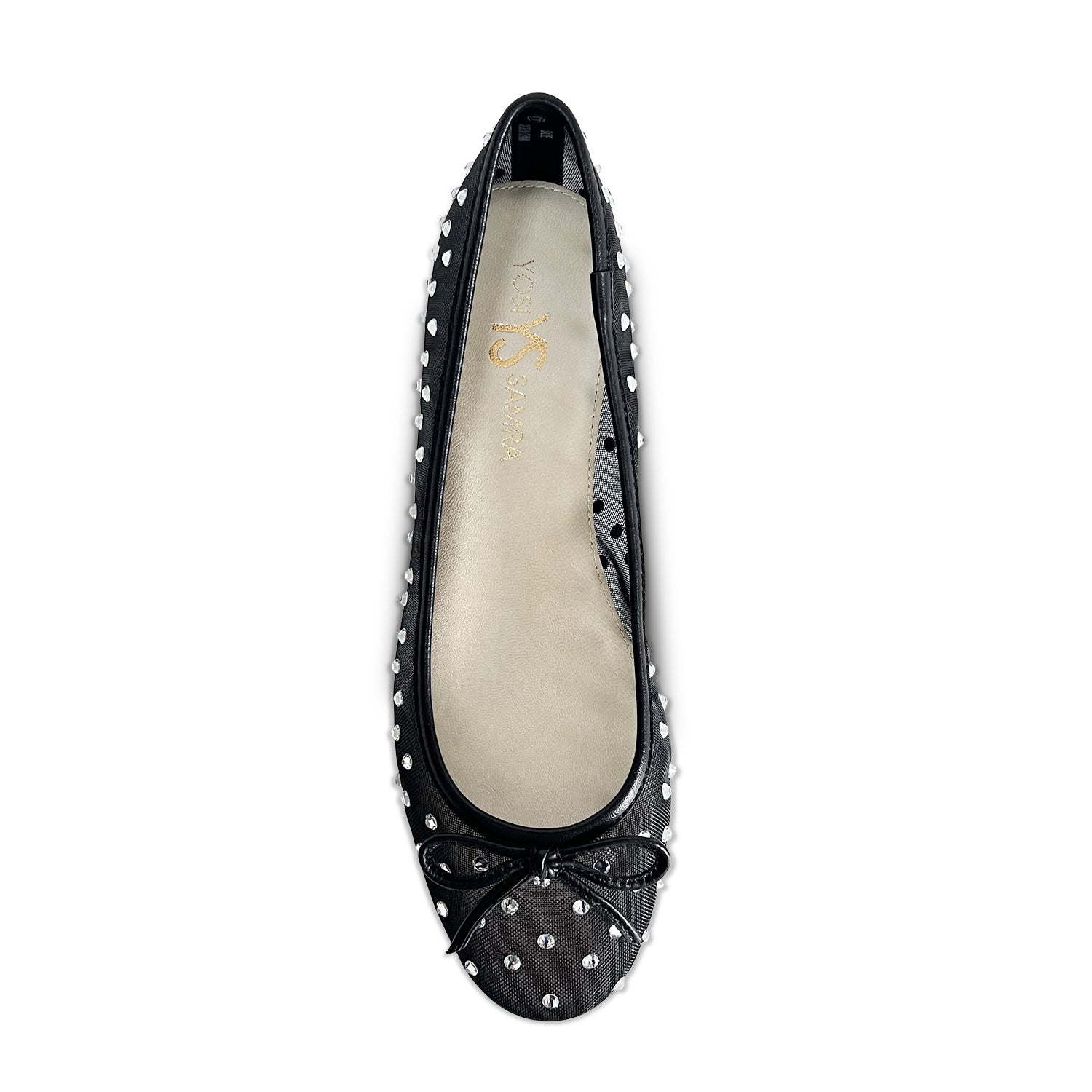 Sadie Ballet Flat In Black Crystal Mesh